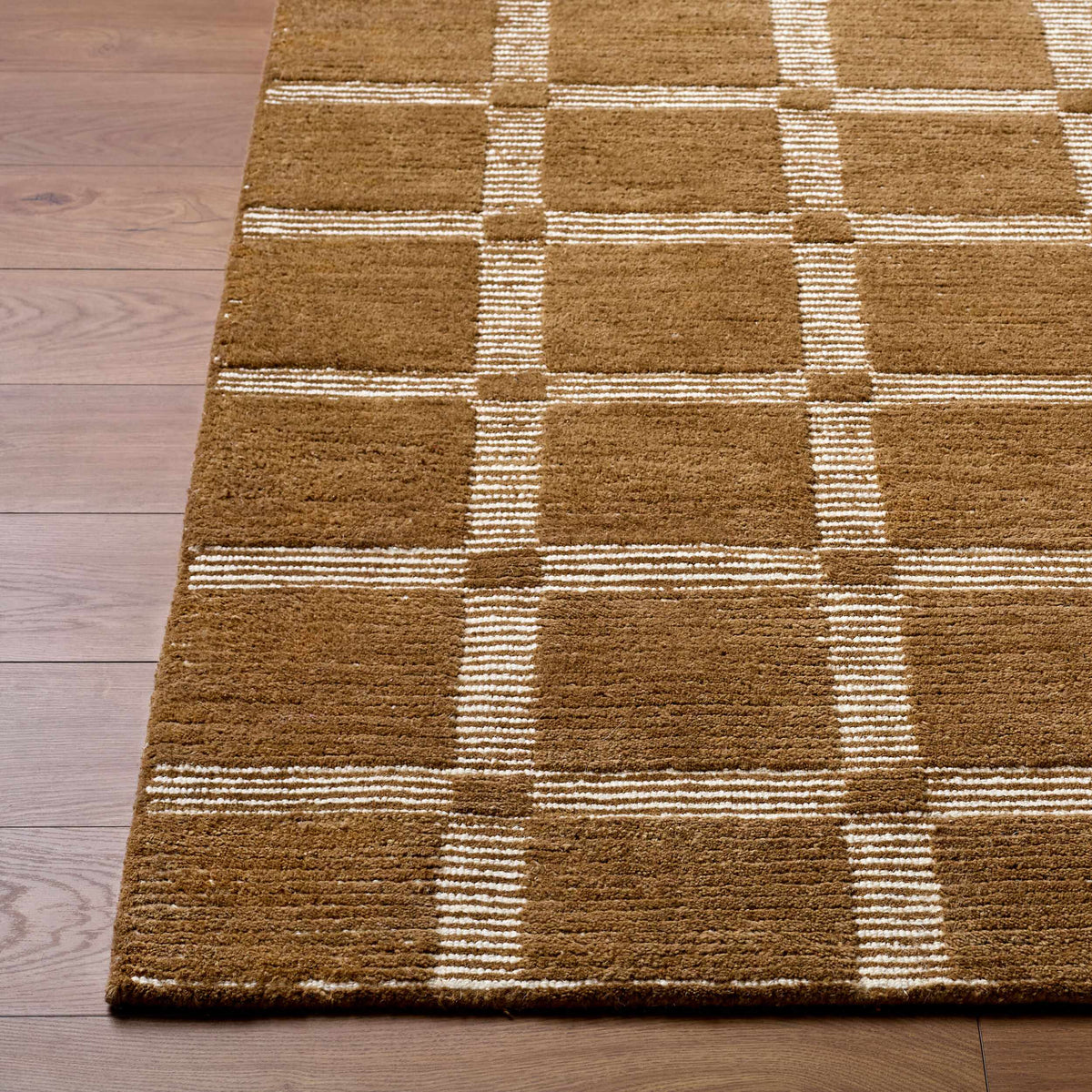 Rofoki Brown Modern Minimalist Handmade Area Rug