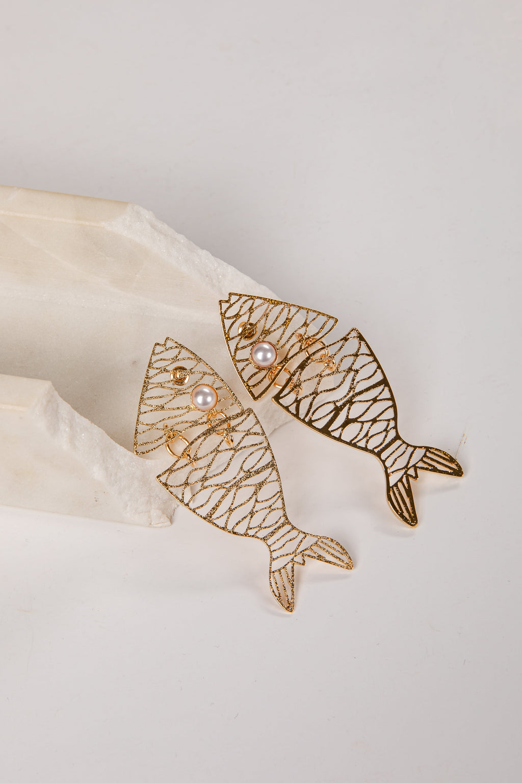 Kennedy Fish Statement Gold Earrings