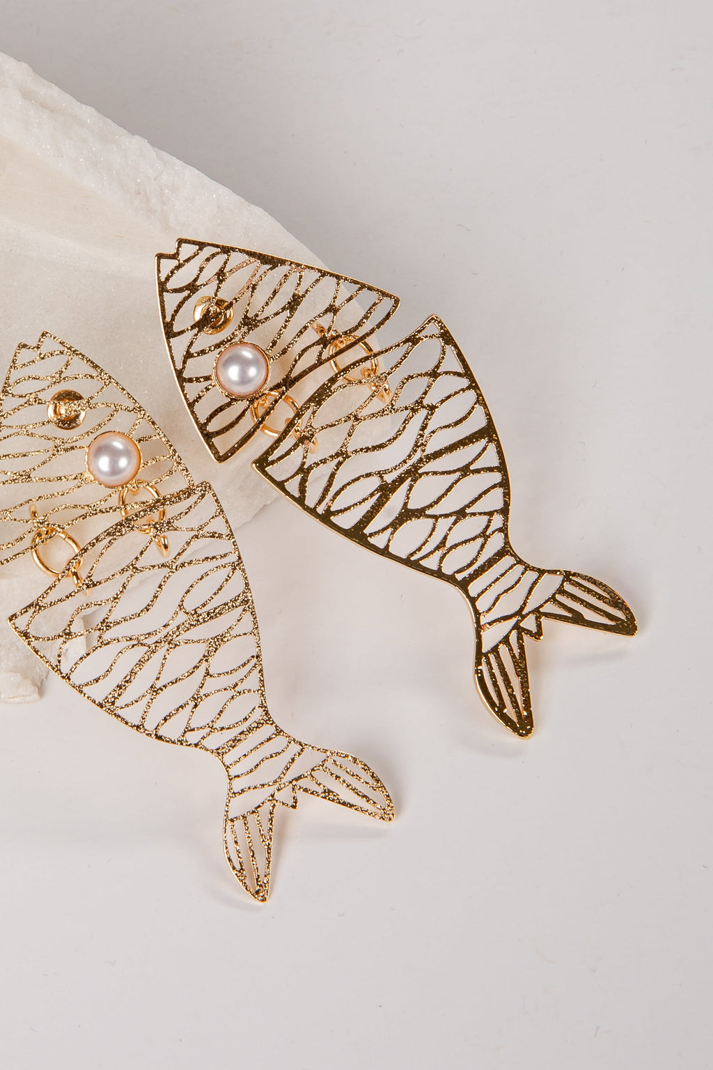 Kennedy Fish Statement Gold Earrings