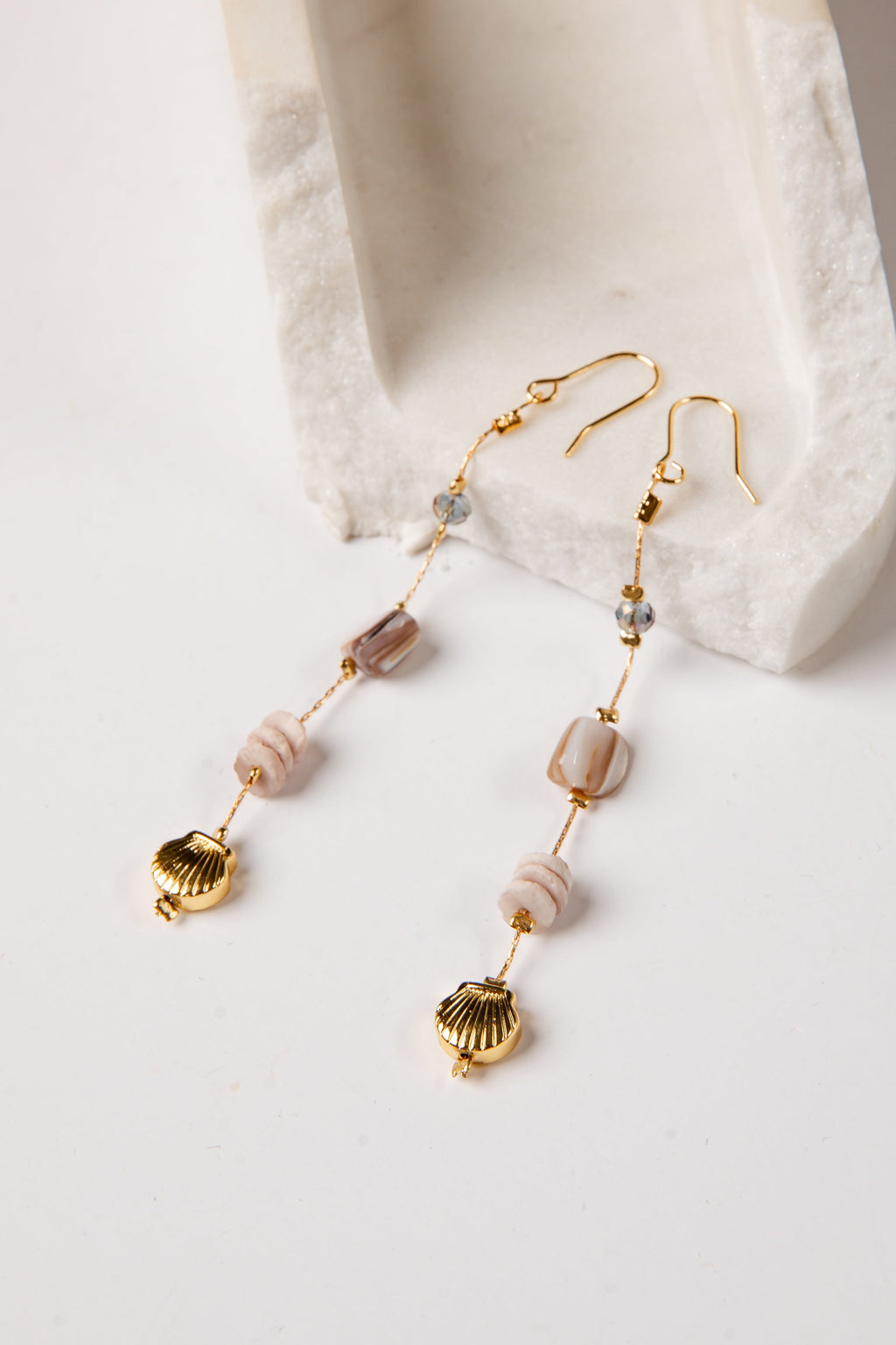 Sadie Shell Gold Drop Earrings