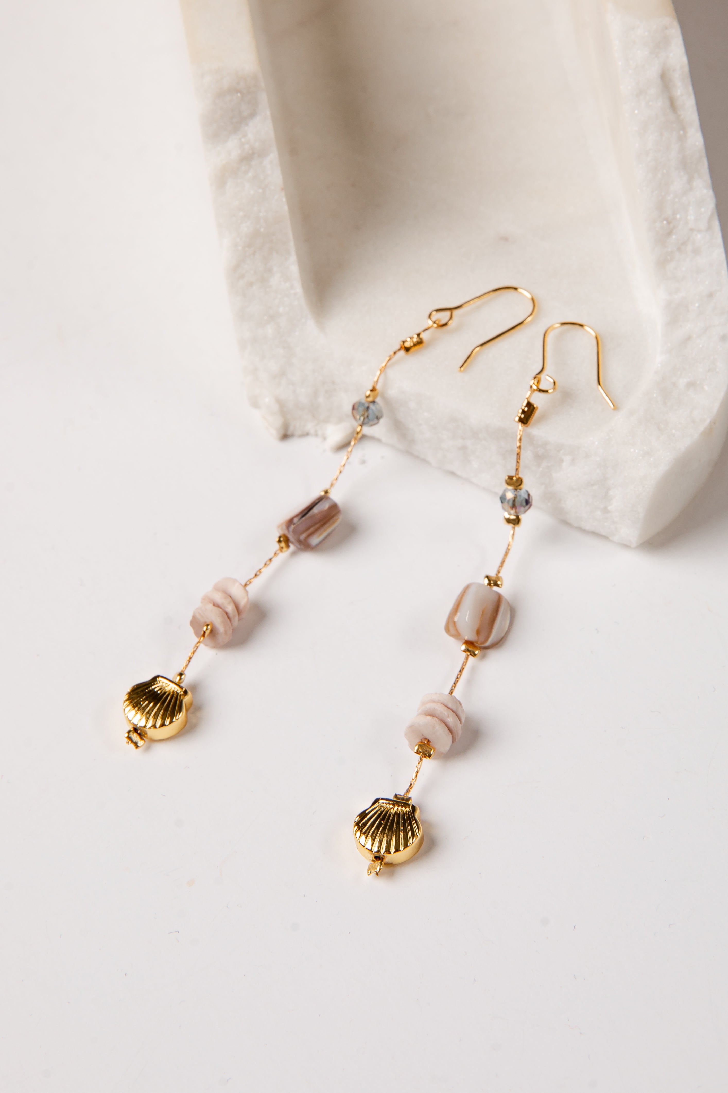 Sadie Shell Gold Drop Earrings