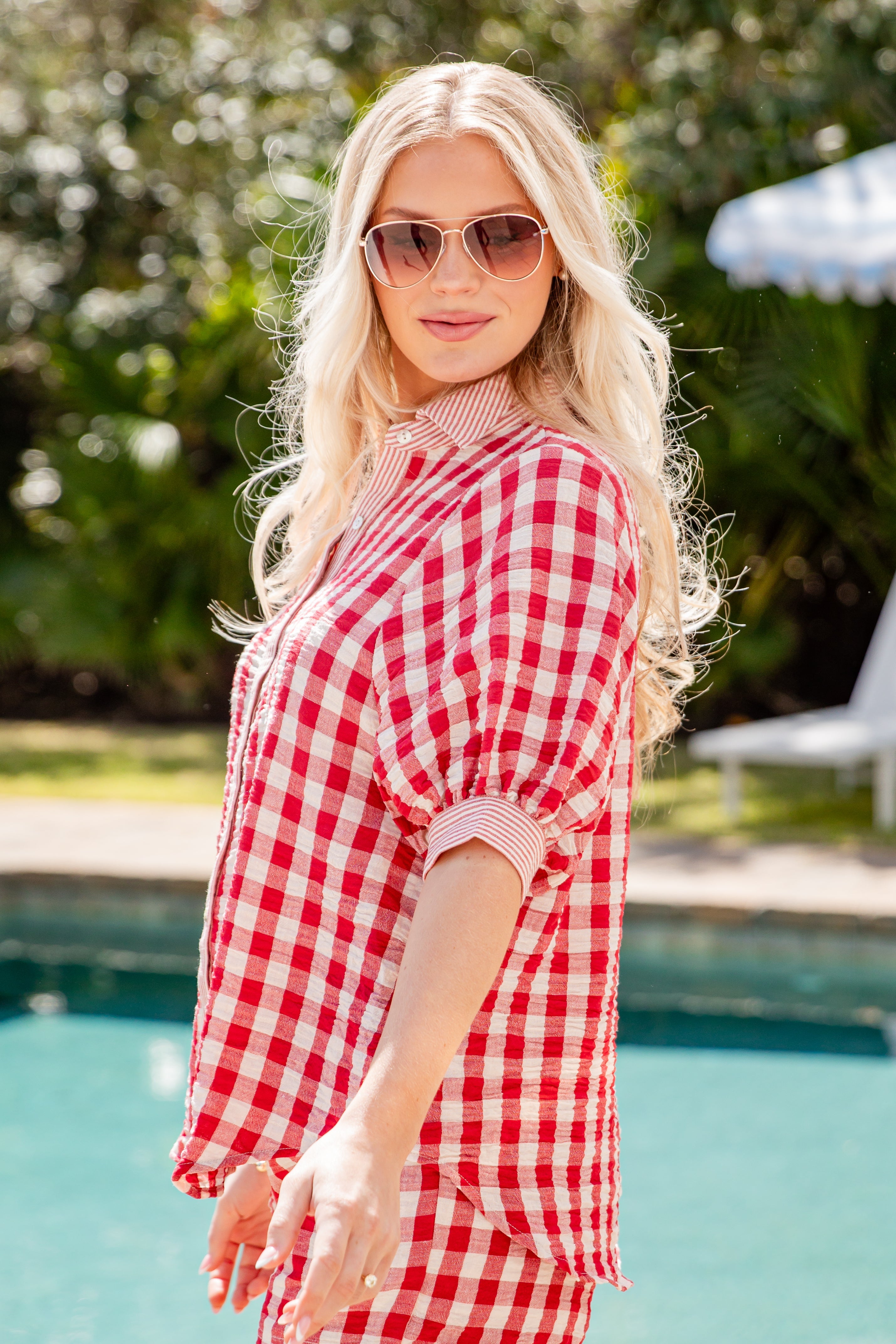 Pretty Picnic Gingham Button Up Top - DU Deal